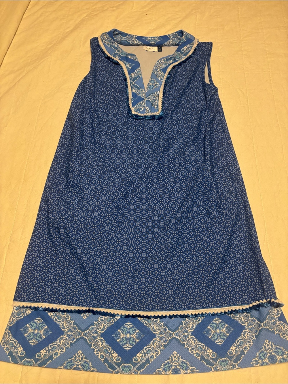 Cabana Life Blue Printed Sleeveless Tunic Dress